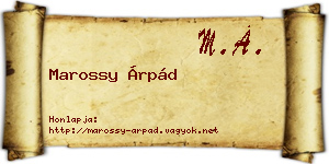 Marossy Árpád névjegykártya
